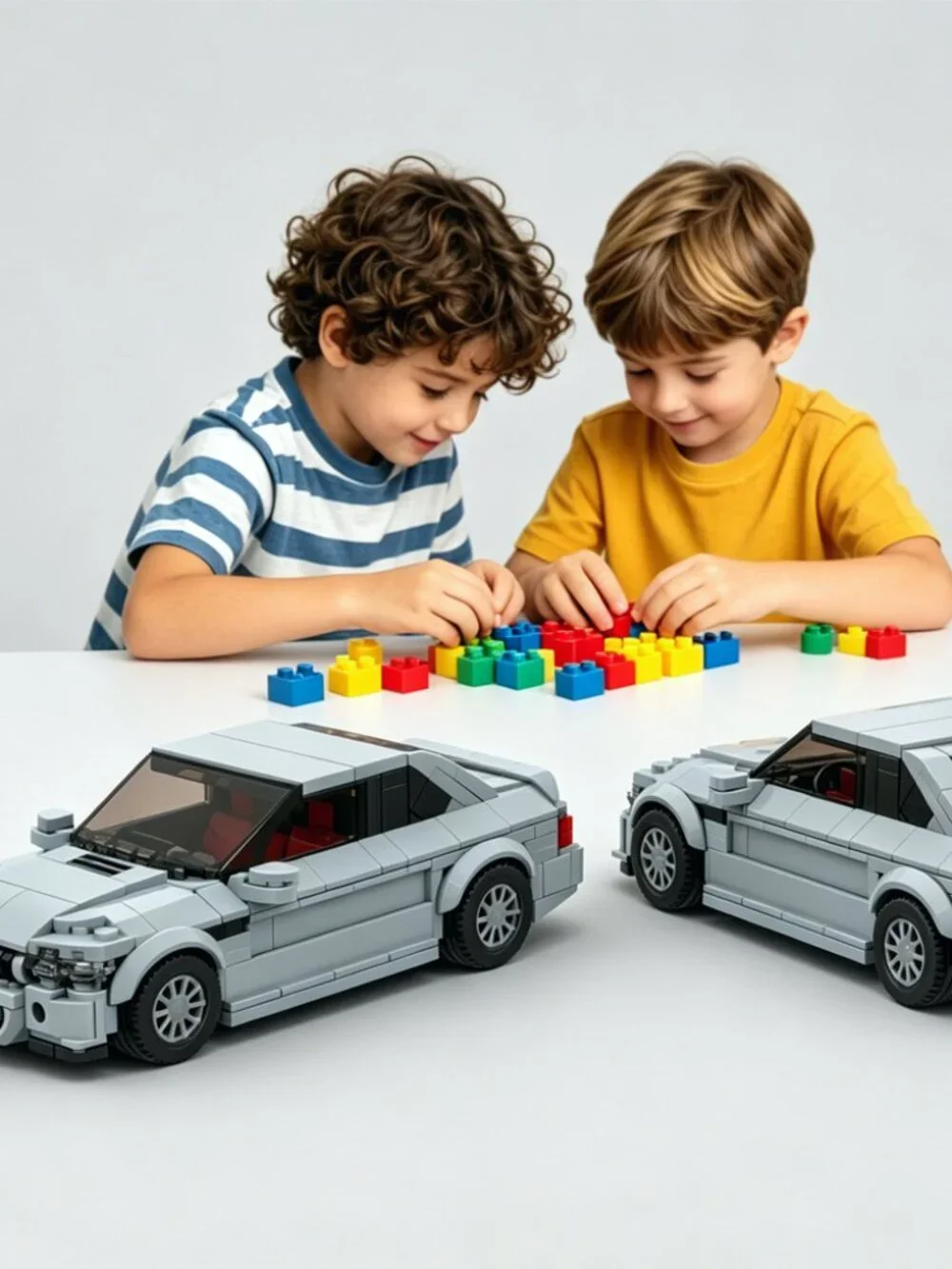 342PCS Silver Inspired Sports Car Building Blocks Classic Coupe Vehicle Toy Kit